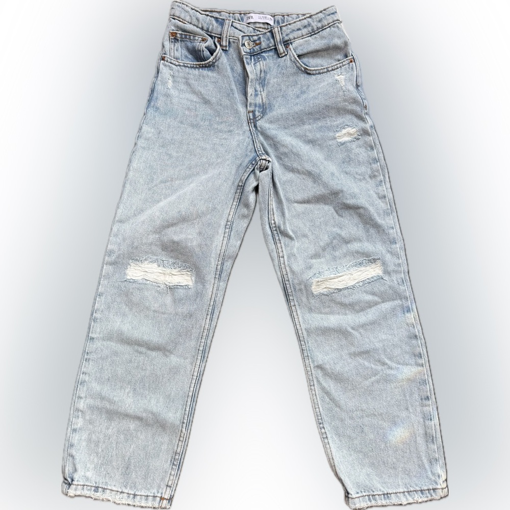Zara Light Blue Distressed Girls Jeans